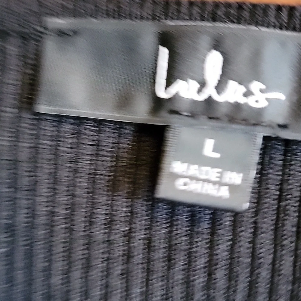 Lulus-Blk. stretchy ribbed long sleeved cut out sweater L. NWT. - Picture 4 of 8